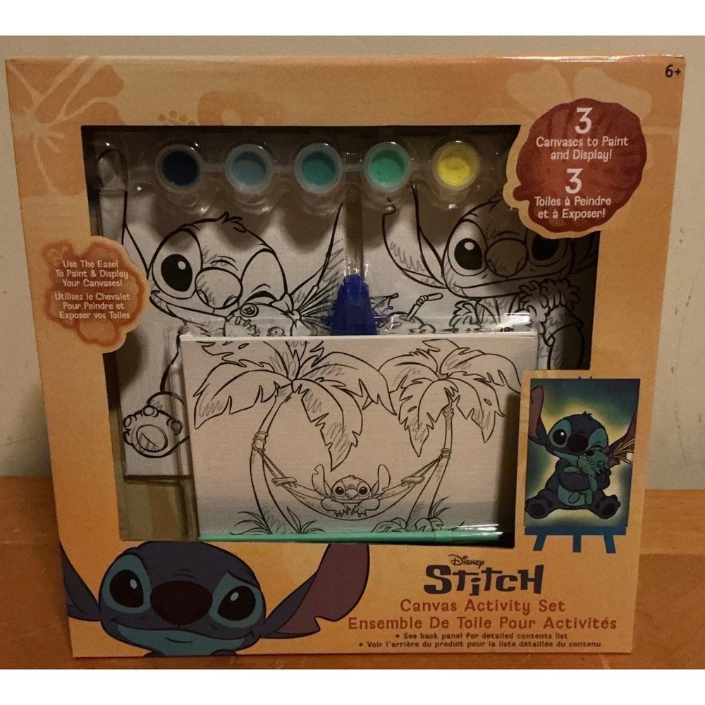 Disney Stitch Canvas Activity Set for Kids, 3 Canvases To‎ Paint With Display